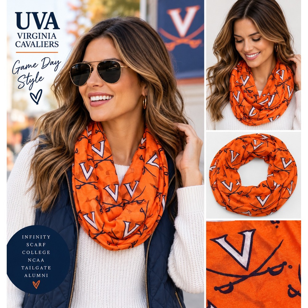 UVA Virginia Cavaliers Orange Infinity Scarf V Sabre Game Day College Football
